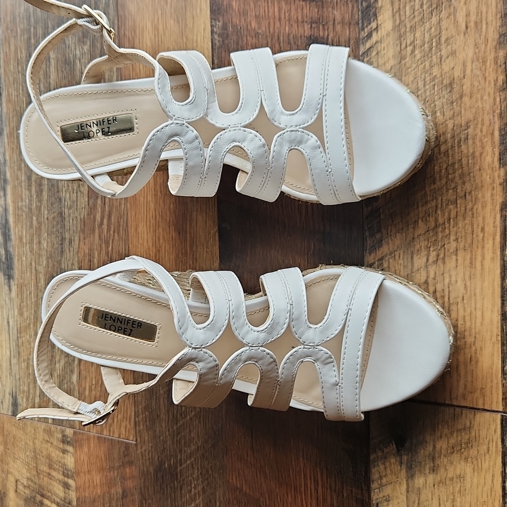 Jennifer Lopez whitebirch Strappy Wedge Sandals
